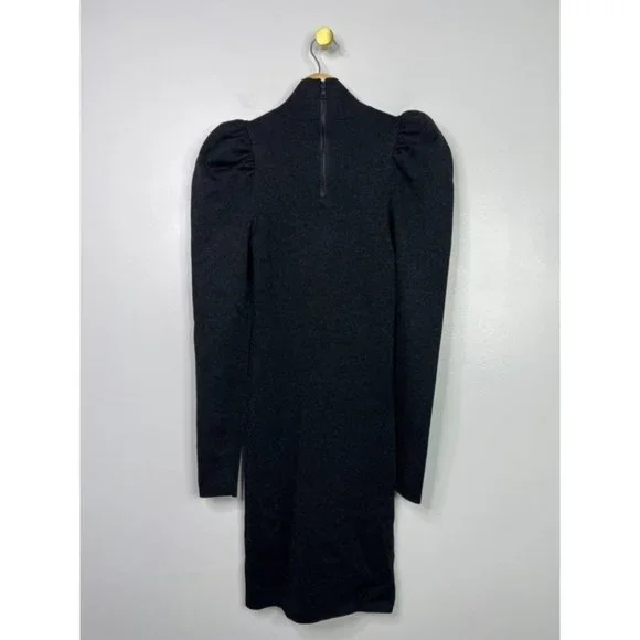 Alice + Olivia Issa Metallic Turtleneck Mini Dress Women's Black Size: XS NWOT - Picture 6 of 9